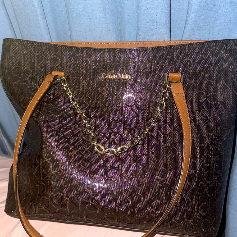 Calvin Klein chain tote bag.